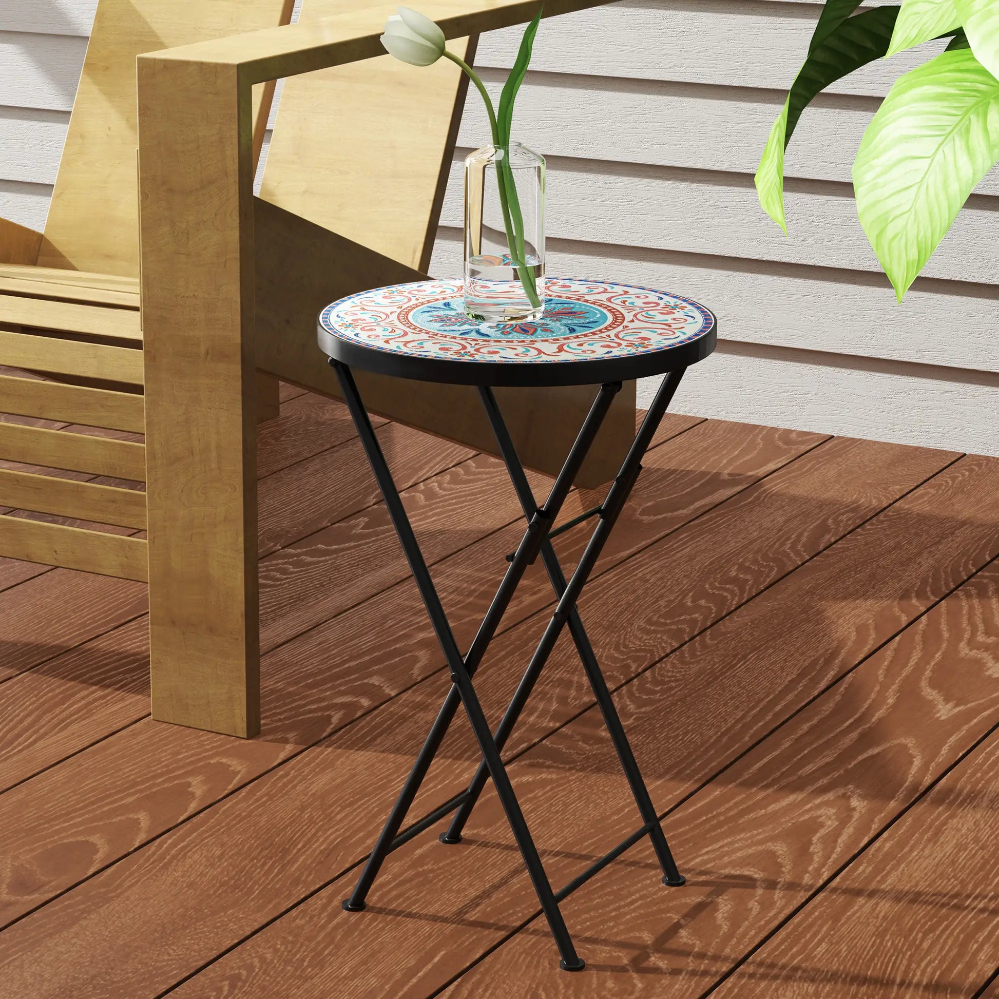 Nancy's Cinigiano Balkontafel - Tuintafel - Bijzettafel voor buiten - Bistrotrafel - Keramiek - ± Ø35 x 55 cm