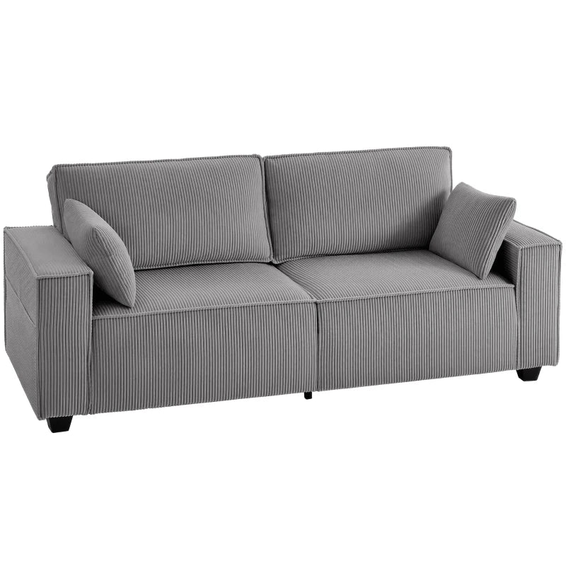 Nancy's Seminara 3-Zitsbank - Zitbank - Woonkamerbank - Lichtgrijs - Corduroy - ± 220 x 80 x 90 cm