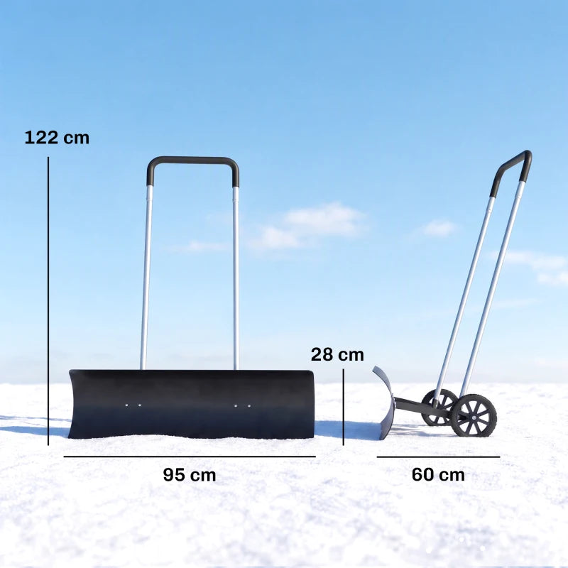 Nancy's Treiso Sneeuwschuiver - Sneeuwschep - Twee wielen - Verstelbare steel - Extra brede schuifplaat - Zwart