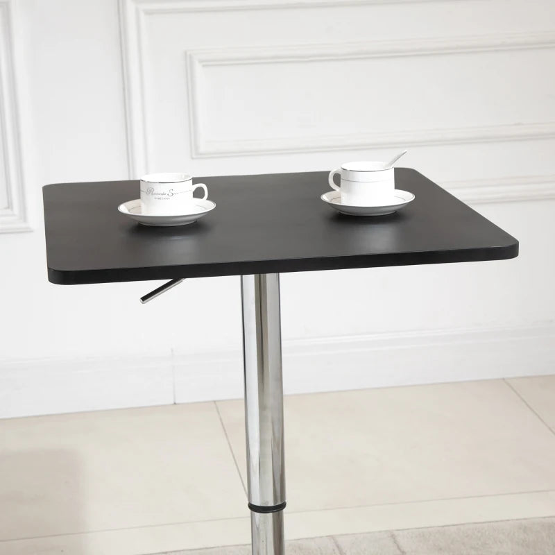Nancy's Lagares Bartafel - Hoge Tafel - In Hoogte Verstelbaar - Zwart / Zilver - Staal - Ø 60 cm