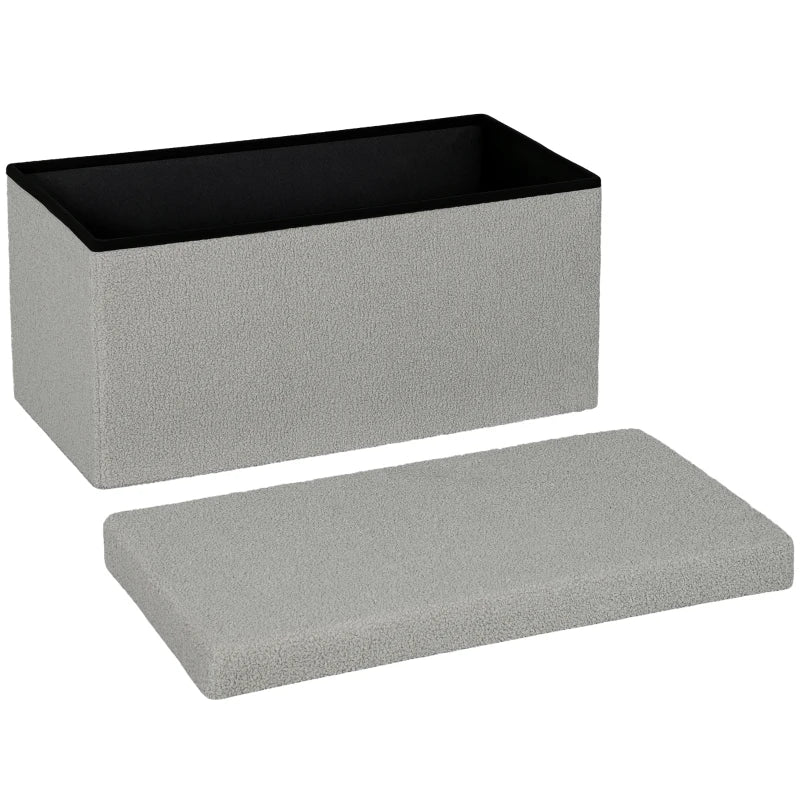 Nancy's Montescudo Opbergbank - Bankje met opbergruimte - Lichtgrijs - Fluweel - ± 75 x 40 x 40 cm