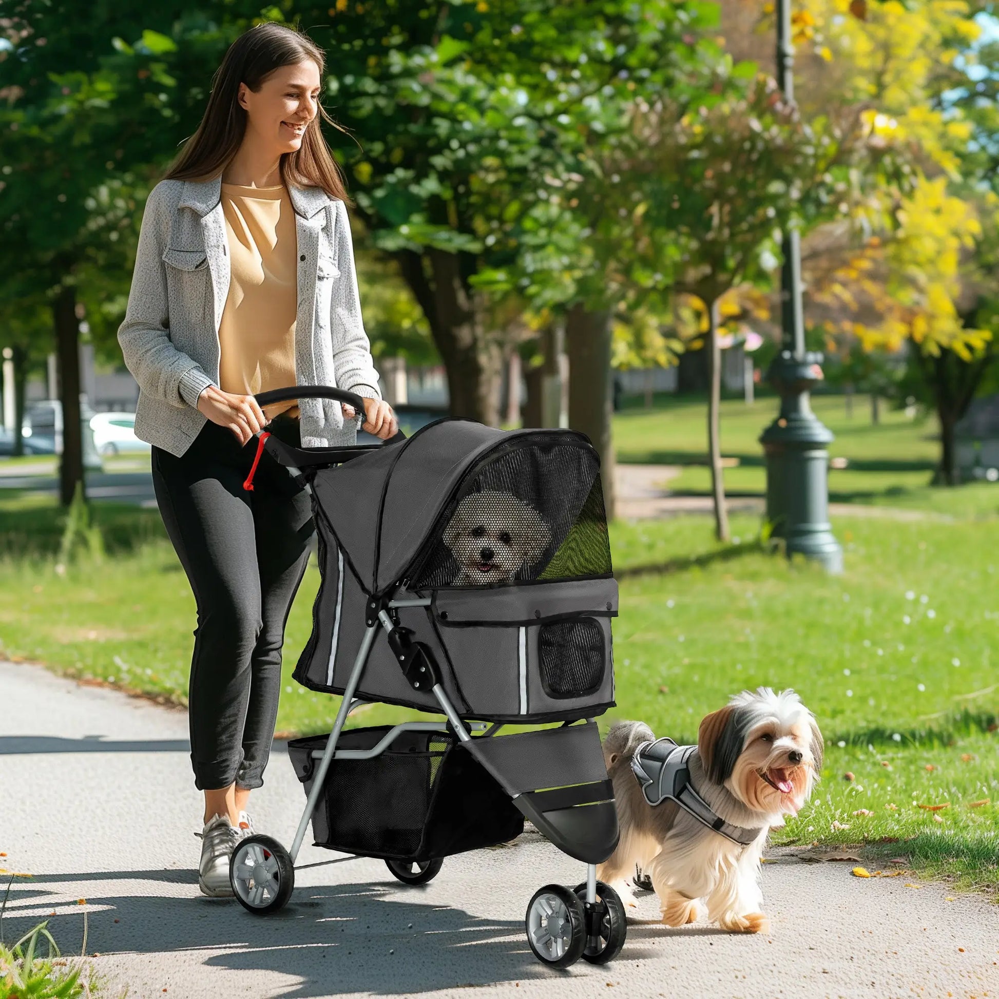 Nancy's Ingurtosu Reiswagen voor Huisdieren - Hondenbuggy - Hondenwagen - Grijs