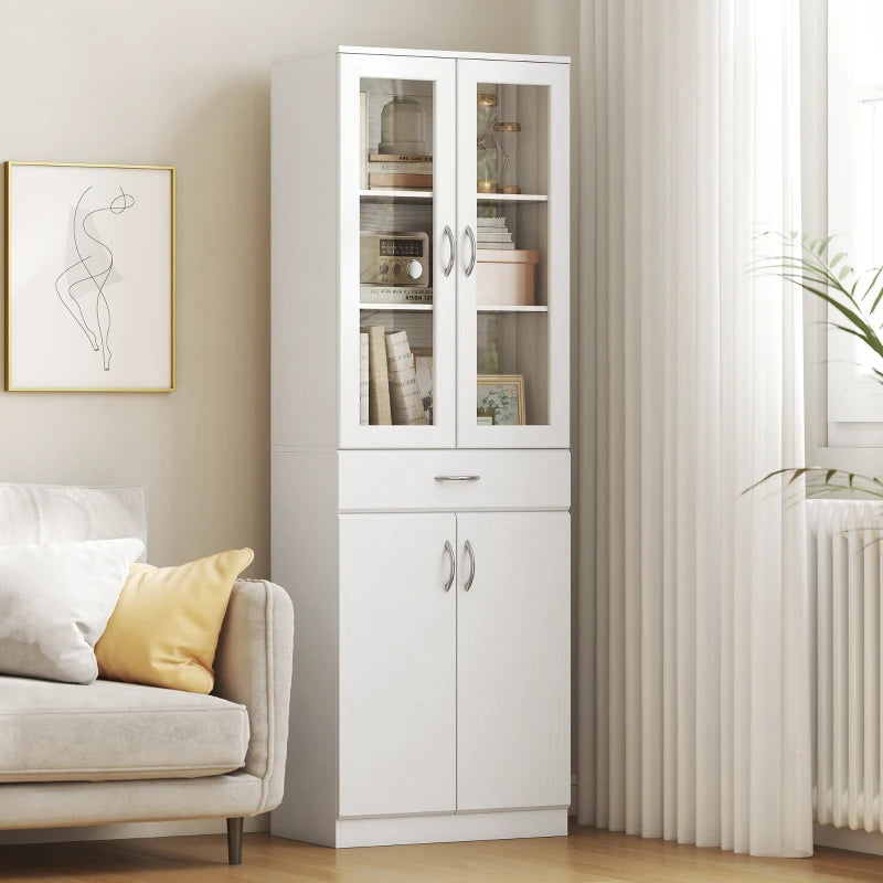 Nancy's Pioraco Keukenkast - Voorraadkast - Opbergkast - Buffetkast - Wit - 60 x 35 x 180 cm