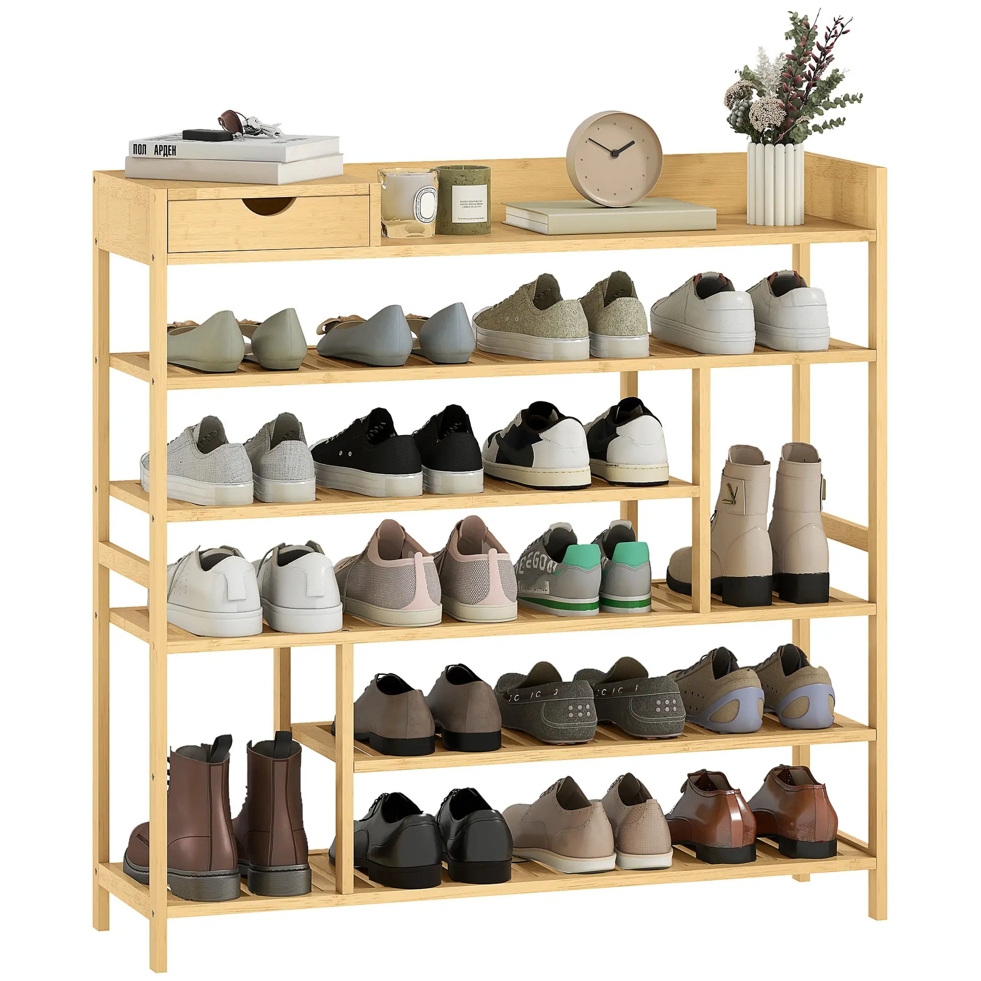 Nancy's Malesco Schoenenrek - Opbergrek voor schoenen - Natuurlijk - Bamboe - ± 100 x 30 x 100 cm
