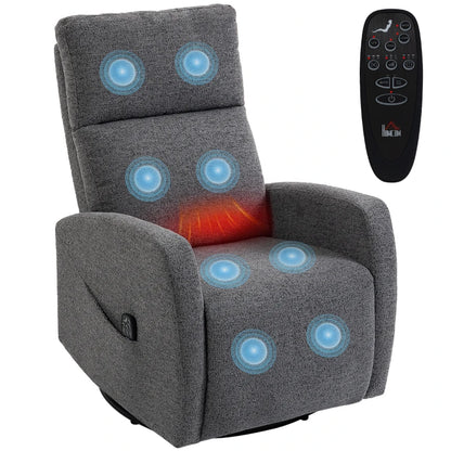 Nancy's Spiazzo Massagestoel - Relaxfauteuil - Draaibaar - Schommelfunctie - Vibratie + Warmte - Donkergrijs - Chenille