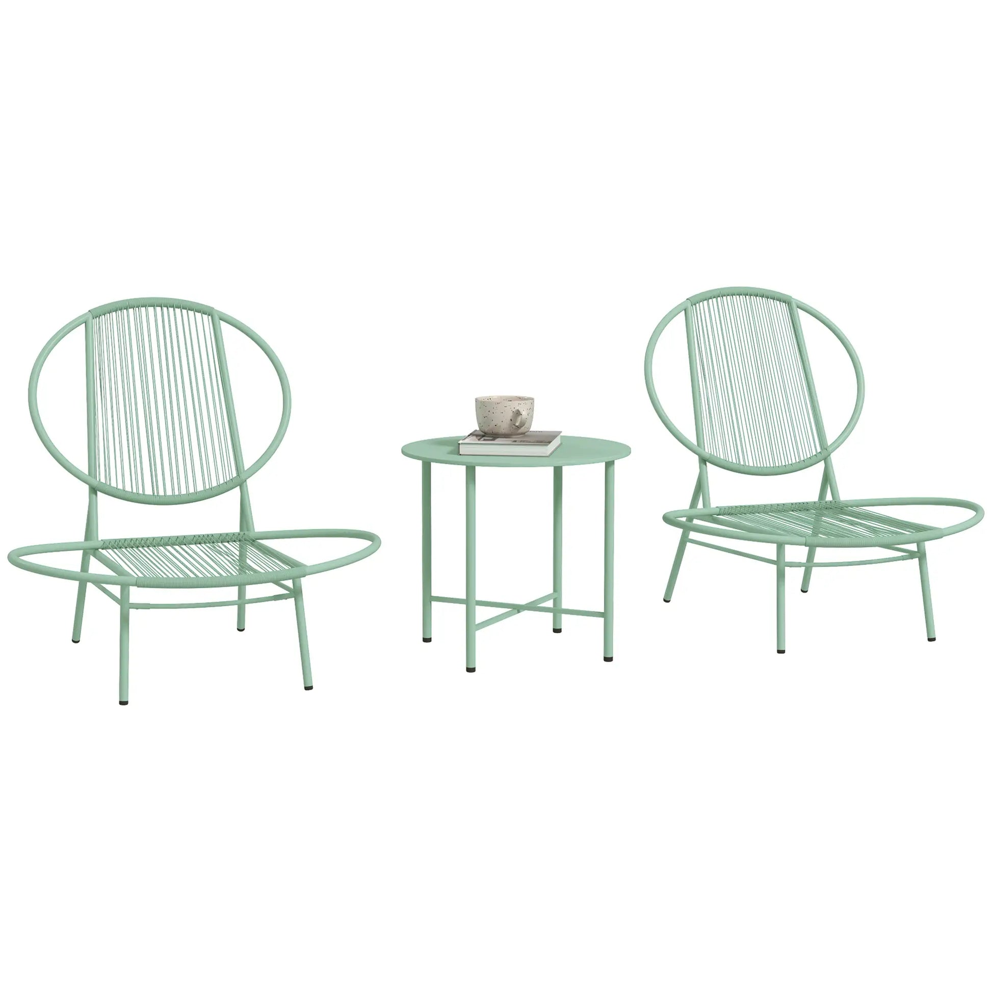 Nancy's Corropoli Bistroset - Tuinset- Balkonset - Groen - Rotan / Staal