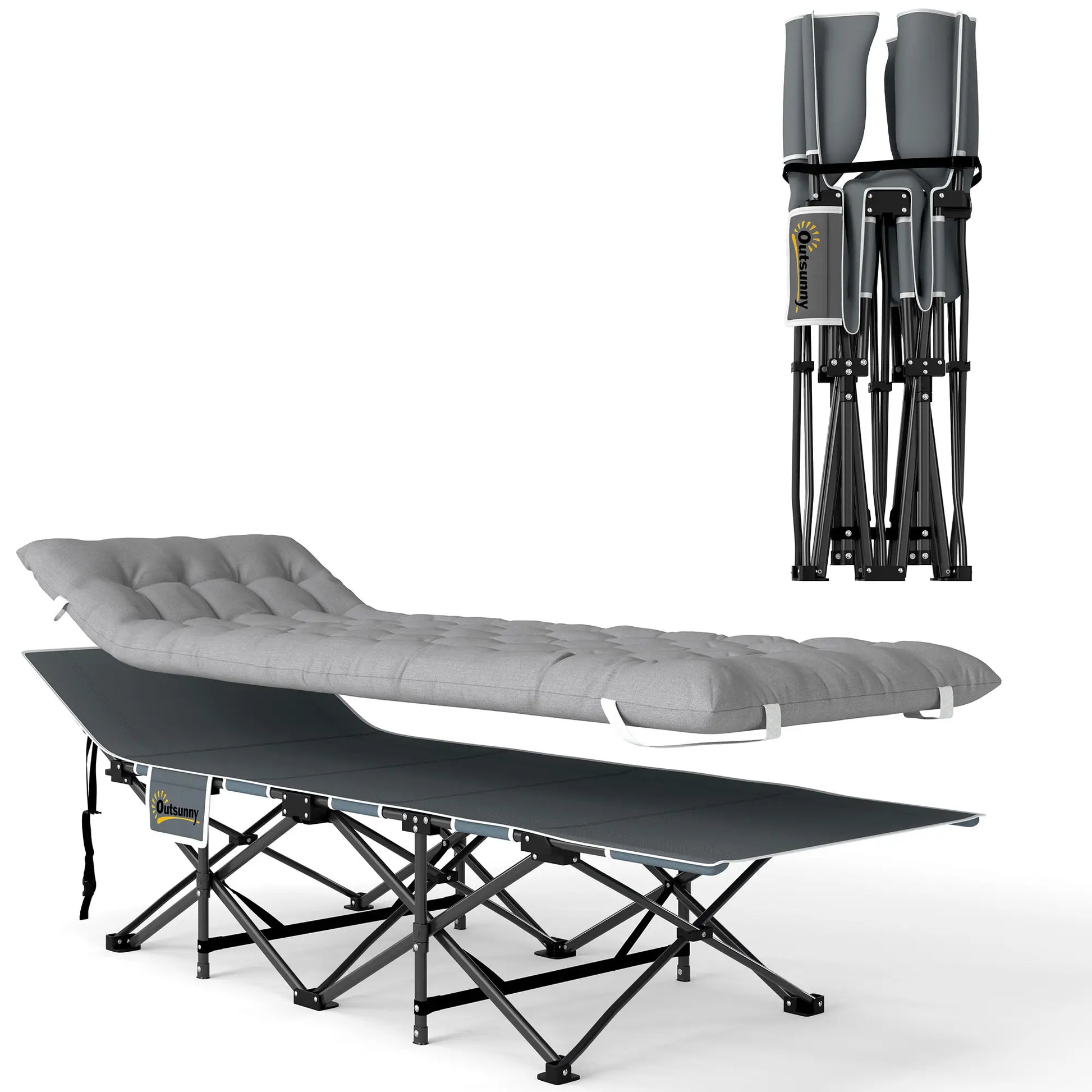 Nancy's Gattinara Stretcher - Campingbed - Veldbed - Grijs - ± 190 x 65 x 35 cm