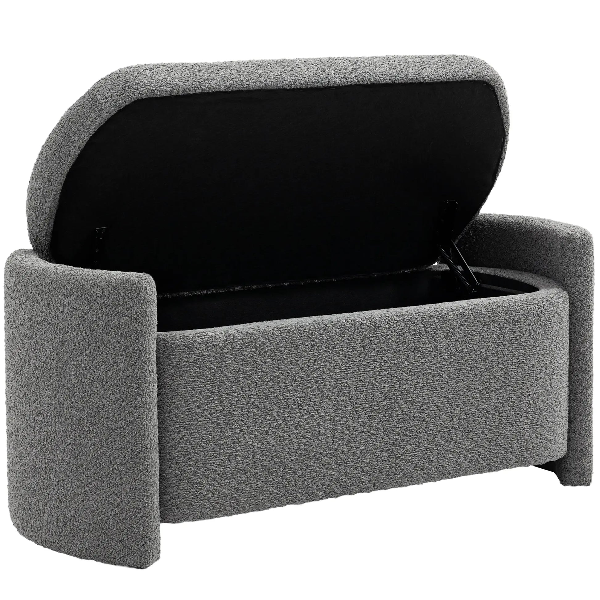 Nancy's Ferriere Opbergbank - Poef met Opbergruimte - Grijs - Teddyfluweel - ± 105 x 45 x 45 cm