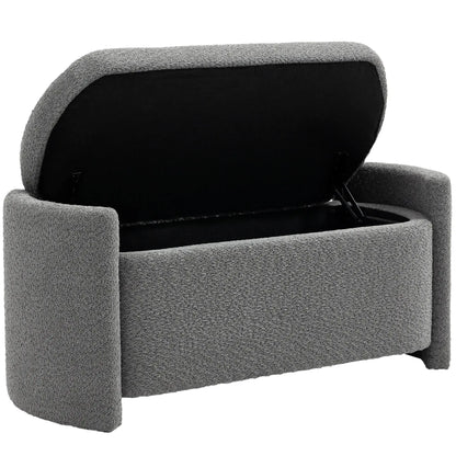 Nancy's Ferriere Opbergbank - Poef met Opbergruimte - Grijs - Teddyfluweel - ± 105 x 45 x 45 cm