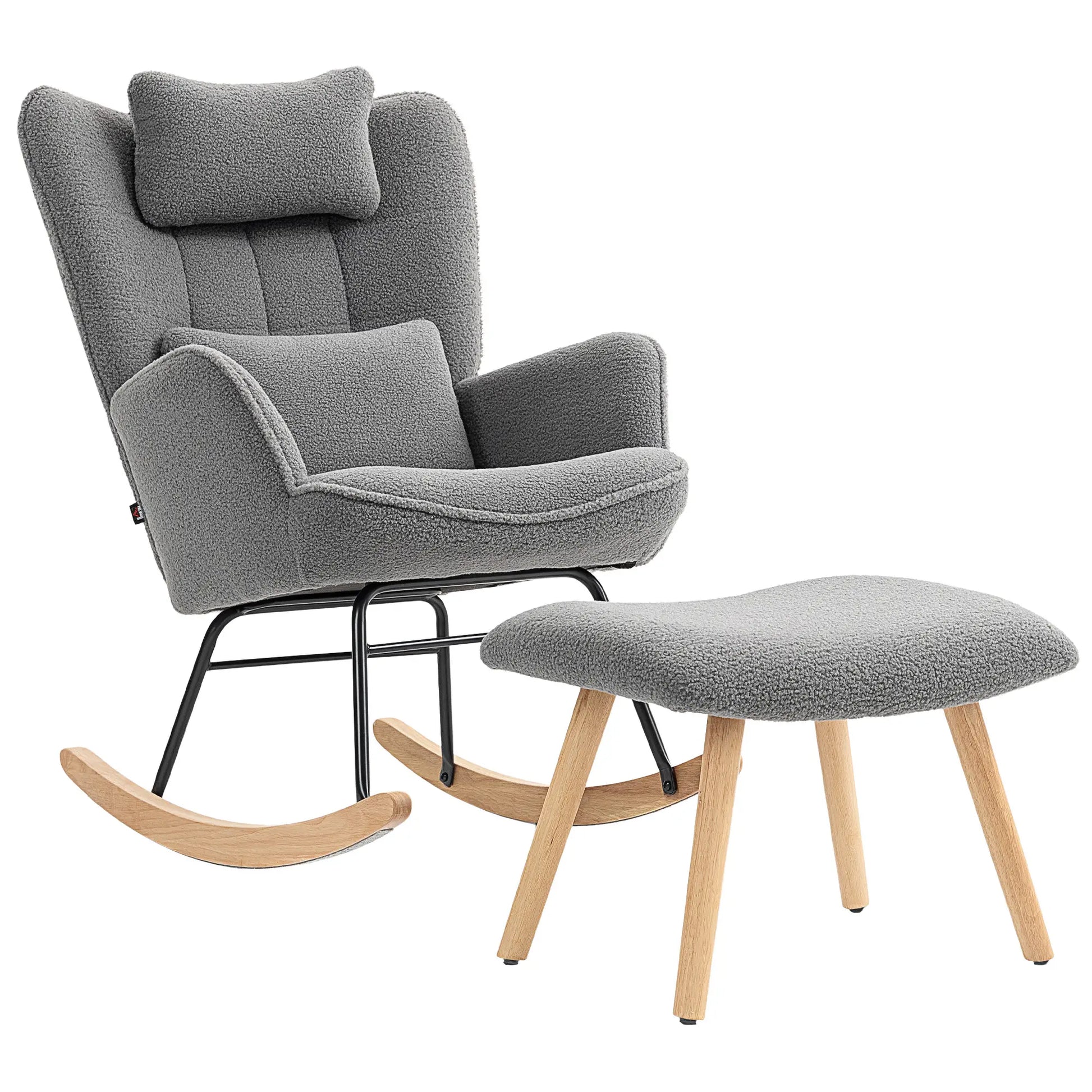 Nancy's Malcesine Schommelstoel - Relaxstoel - Relaxfauteuil - Grijs - Fleece