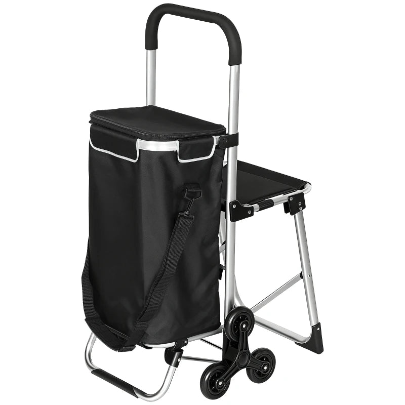 Nancy's Nesso Boodschappentrolley - Boodschappenkar - Boodschappenwagen - Zwart / Zilver - 40 Liter