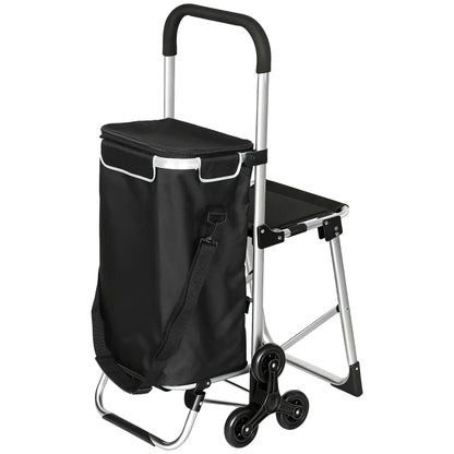 Nancy's Nesso Boodschappentrolley - Boodschappenkar - Boodschappenwagen - Zwart / Zilver - 40 Liter