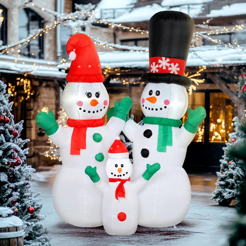 Nancy's Oriolo Opblaasbare Kerst Sneeuwpoppen - LED-Lampjes - Rood / Groen / Zwart - 165 x 80 x 180 cm