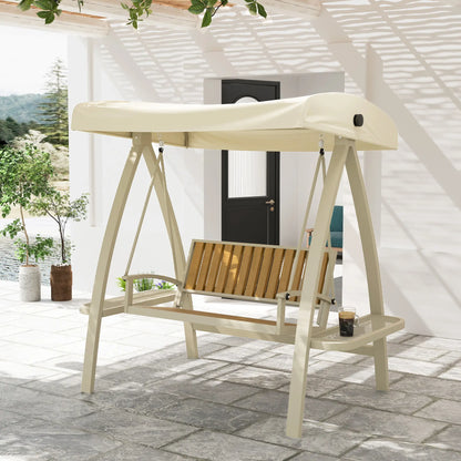 Nancy's Gaverina Schommelbank - Hollywoodschommel - Tuinschommel - Beige - 200 x 120 x 190 cm