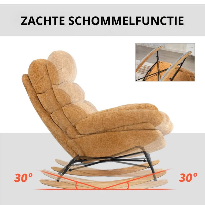 Nancy's Paciano Schommelstoel - Relaxstoel - Relaxfauteuil - Geel - Chenille