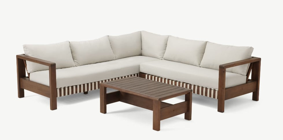 Nancy's Zambra Hoek Lounge Set - Tuinset - Loungeset - Acaciahout - Wit