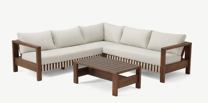 Nancy's Zambra Hoek Lounge Set - Tuinset - Loungeset - Acaciahout - Wit