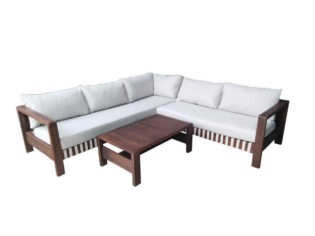 Nancy's Zambra Hoek Lounge Set - Tuinset - Loungeset - Acaciahout - Wit
