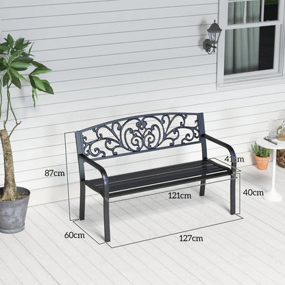 Nancy's Resiutta Tuinbank - Balkonbank - Parkbank - Zwart - Staal - ± 125 x 60 x 85 cm