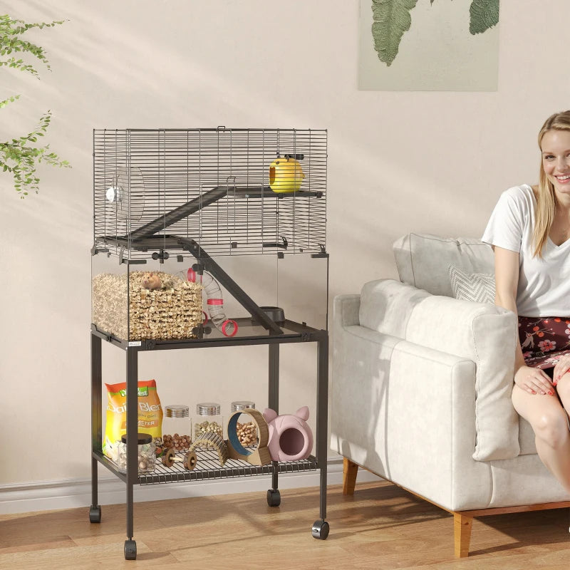 Nancy's Perinaldo Knaagdierkooi - Hamsterkooi - Zwart - ± 75 x 50 x 130 cm