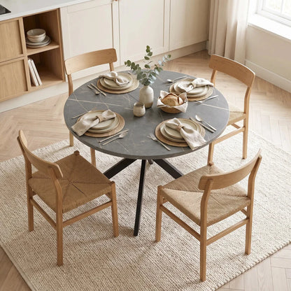 Nancy's Tossicia Eettafel Ovaal - Uitschuifbare eettafel - Tafel ovaal - Zwart - MDF / Staal