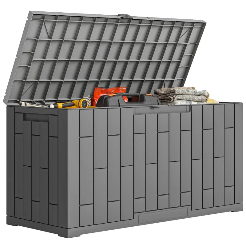 Nancy's Scalea Tuinkussenbox - Opbergbox voor buiten - Tuinbox - 227 Liter - Grijs - Kunststof - ± 105 x 45 x 55 cm