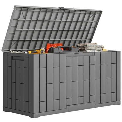 Nancy's Scalea Tuinkussenbox - Opbergbox voor buiten - Tuinbox - 227 Liter - Grijs - Kunststof - ± 105 x 45 x 55 cm