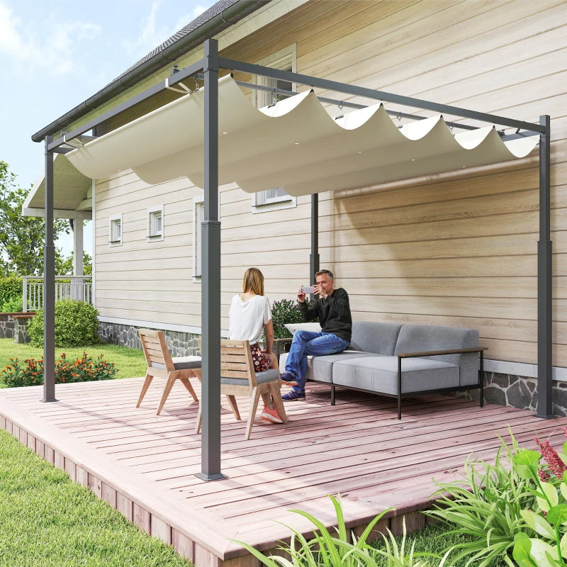 Nancy's Sulzano Pergola - Tuinpaviljoen - Uitschuifbare luifel - UV-Bescherming - Crèmewit - ± 300 x 300 x 230 cm