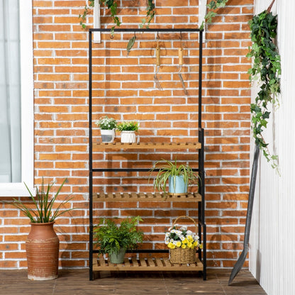 Support à plantes Iruna de Nancy - Escaliers à fleurs - Escaliers à plantes - Noir - ± 80 x 35 x 175 cm