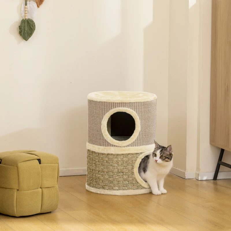 Nancy's Nuraminis Krabpaal - Kattenpaal - Krabmat - Pluche / Sisal - ± 35 x 35 x 50 cm