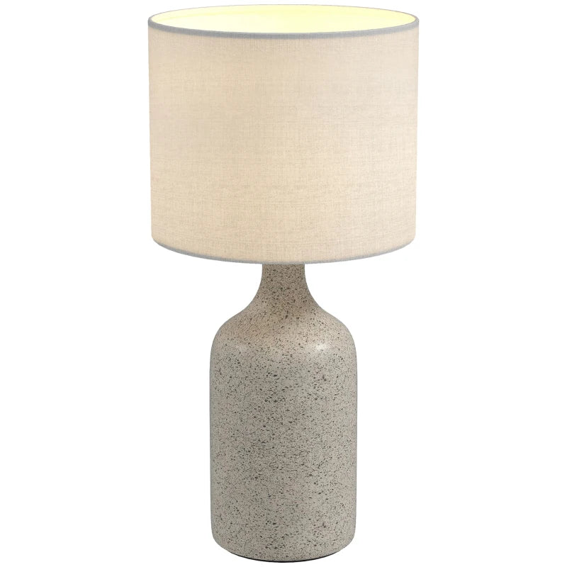 Nancy's Palena Tafellamp - Bureaulamp - Keramisch Voet + Linnen Kap - Zandbruin / Wit