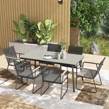 Nancy's Cori Tuinset - Tuinmeubelset - 7-Delige Set voor buiten - Grijs / Zwart
