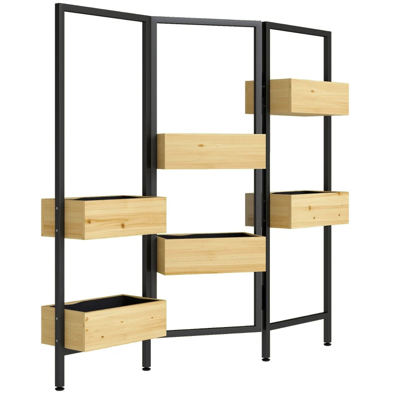 Nancy's Porrena Plantenbak - Bloembak - Plantenrek - 6 Plantenbakken - Dennenhout - 115 x 20 x 110 cm