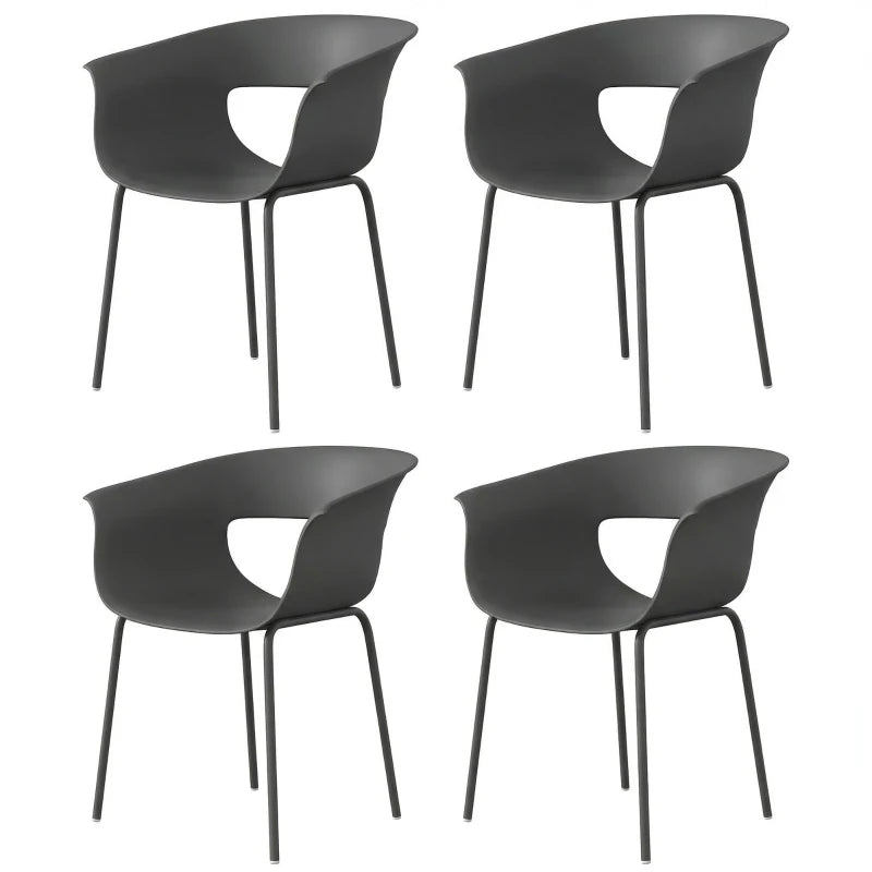 Nancy's Scanno Tuinstoelen - Set van 4 - Terrasstoelen - Ergonomisch - Grijs - Staal / Kunststof