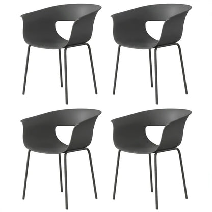 Nancy's Scanno Tuinstoelen - Set van 4 - Terrasstoelen - Ergonomisch - Grijs - Staal / Kunststof