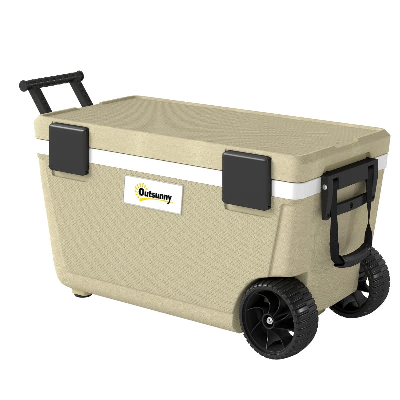 Nancy's Sparone Koelbox - Koeler - Campingkoelbox - Draaggreep en Wielen - Kaki - 70 Liter