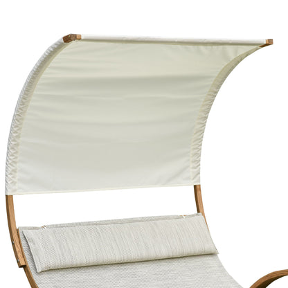 Nancy's Steamboat Schommelstoel - Relaxstoel - Dak Lariks - Larikshout - Grijs/Wit - 190 x 135 x 185 cm