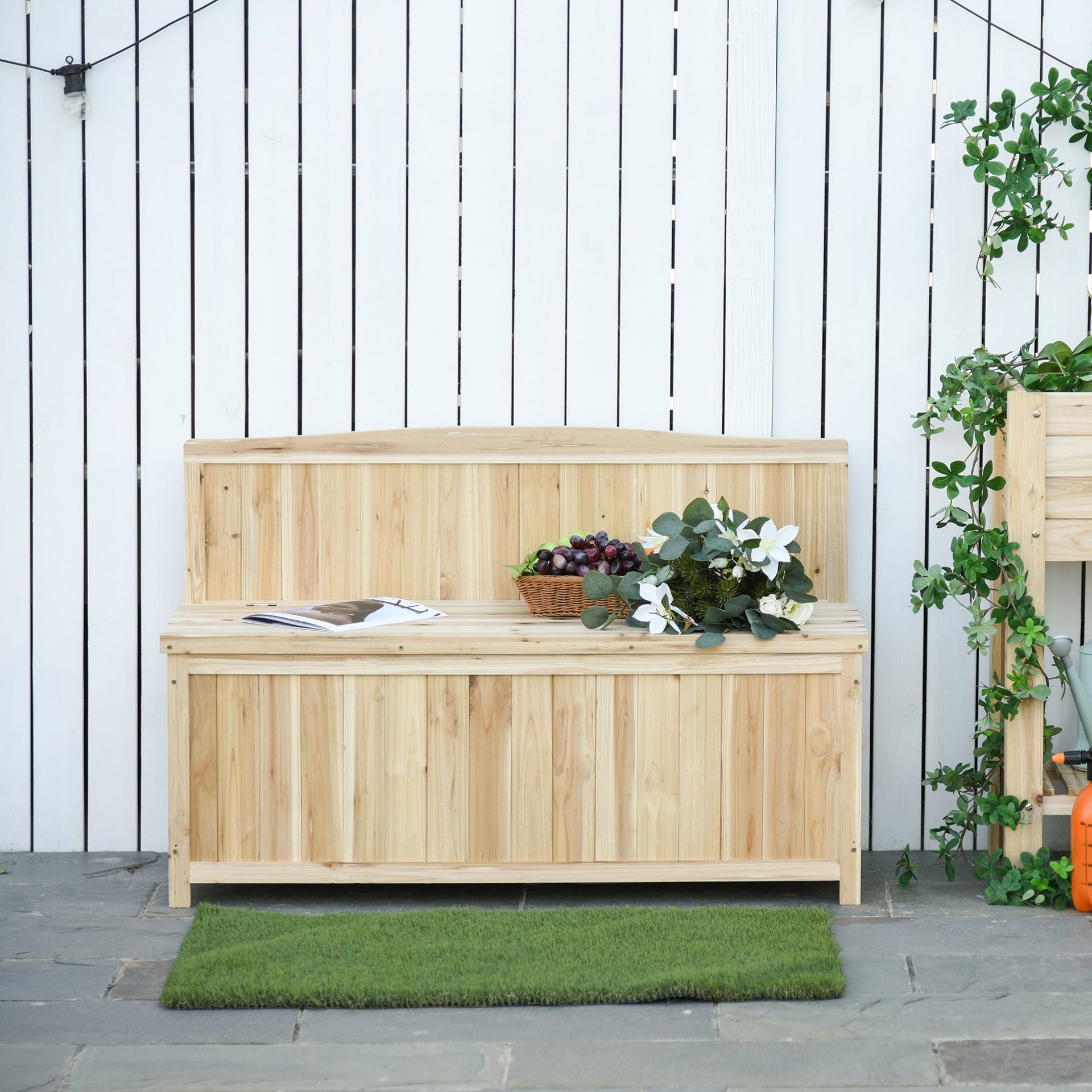 Nancy's Orchard Tuinbank - Kistbank - Opbergruimte - 2-Zitsbank - Naturel - 115 x 45 x 75 cm