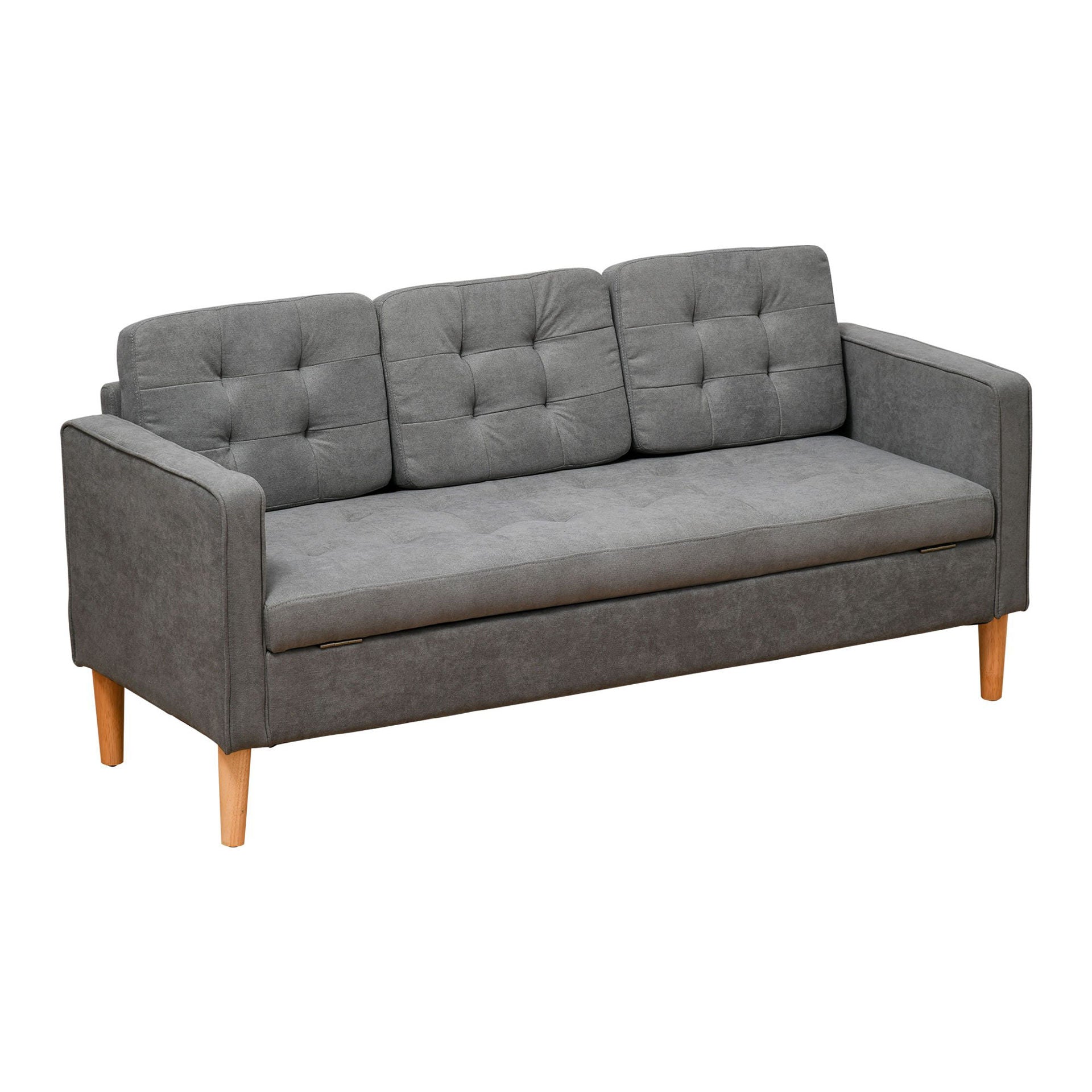 Nancy's East Haven Bank - 3-zitsbank - Grijs - Fluweel / Hout - ± 165 x 60 x 80 cm