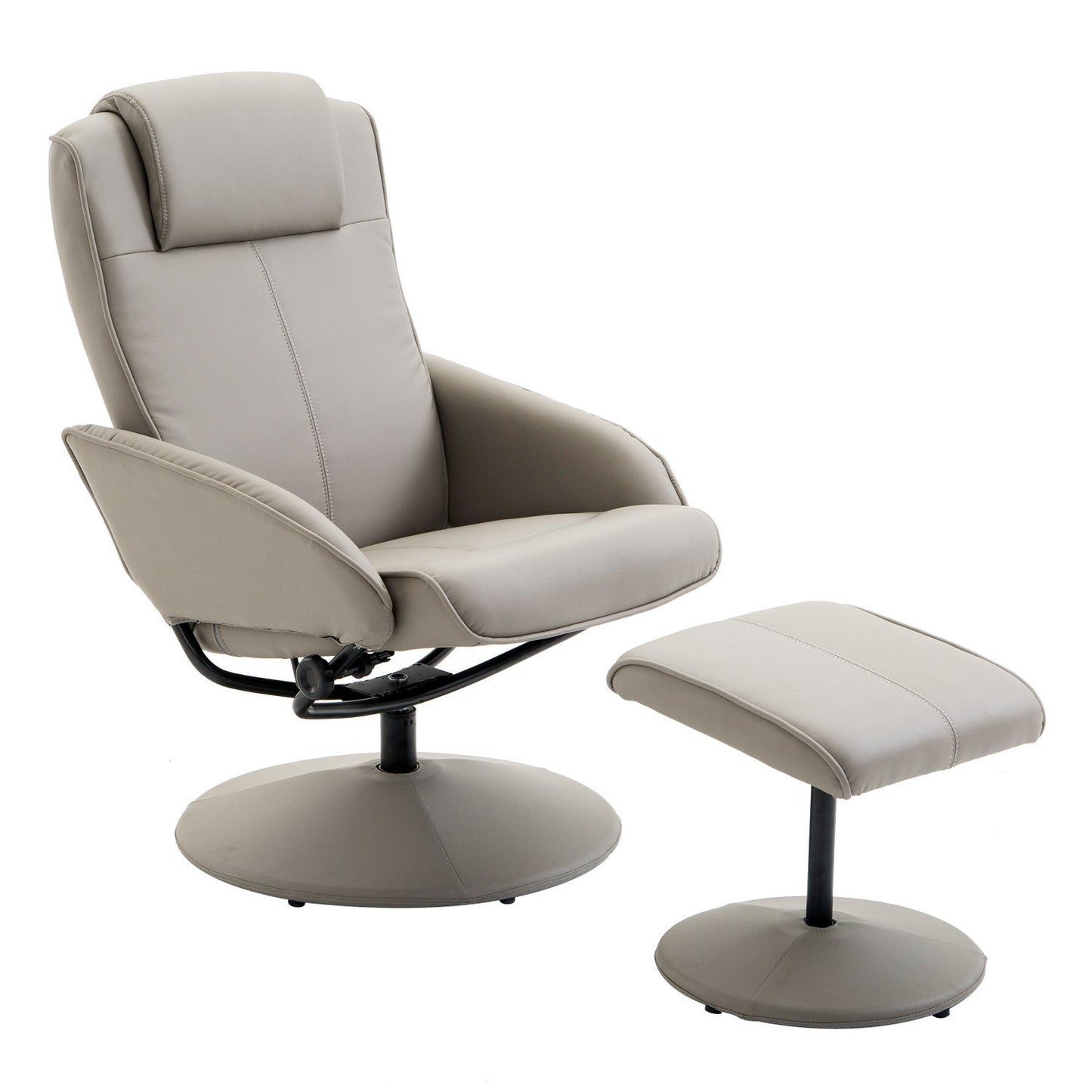 Nancy's Newport Relaxfauteuil - Ergonomisch - Voetensteun - Grijs - Kunstleer - 78 x 71 x 101 cm