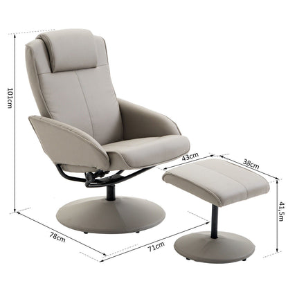 Nancy's Newport Relaxfauteuil - Ergonomisch - Voetensteun - Grijs - Kunstleer - 78 x 71 x 101 cm