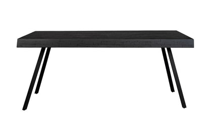Table Blandon de Nancy - Moderne - Noir - Teck, Acier - 100 cm x 220 cm x 76 cm