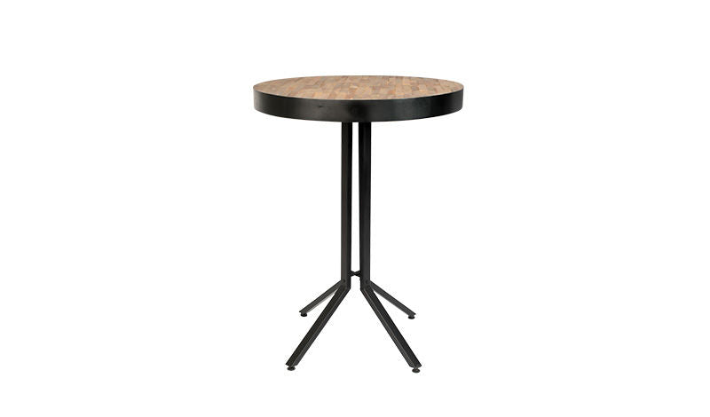 Nancy's Tremonton Bar Table - Industriel - Naturel, Noir - Teck, Acier, Contreplaqué - 75 cm x 75 cm x 110 cm