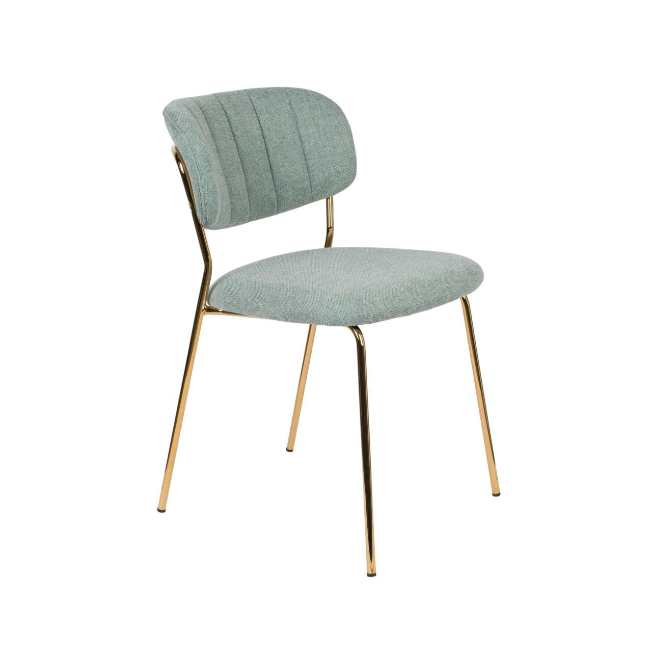 Nancy's Swissvale Stoel - Retro - Goud, Lichtgroen - Polyester, Staal, Multiplex - 56 cm x 49 cm x 78 cm