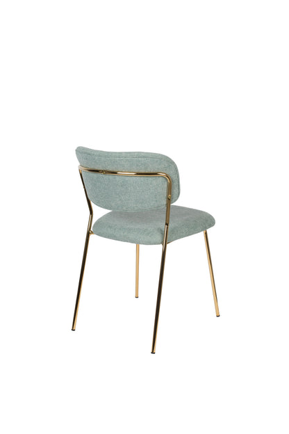 Nancy's Swissvale Stoel - Retro - Goud, Lichtgroen - Polyester, Staal, Multiplex - 56 cm x 49 cm x 78 cm