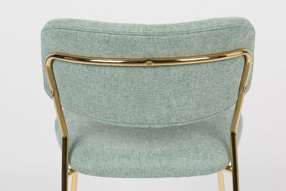 Nancy's Swissvale Stoel - Retro - Goud, Lichtgroen - Polyester, Staal, Multiplex - 56 cm x 49 cm x 78 cm