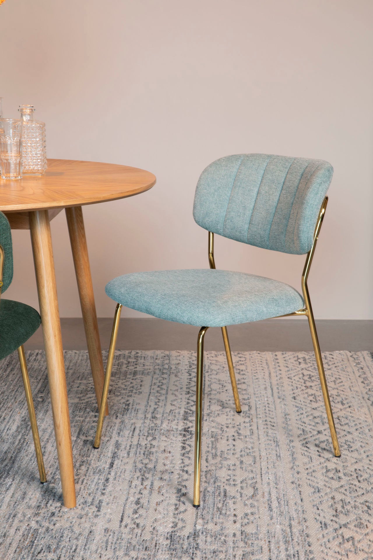 Nancy's Swissvale Stoel - Retro - Goud, Lichtgroen - Polyester, Staal, Multiplex - 56 cm x 49 cm x 78 cm