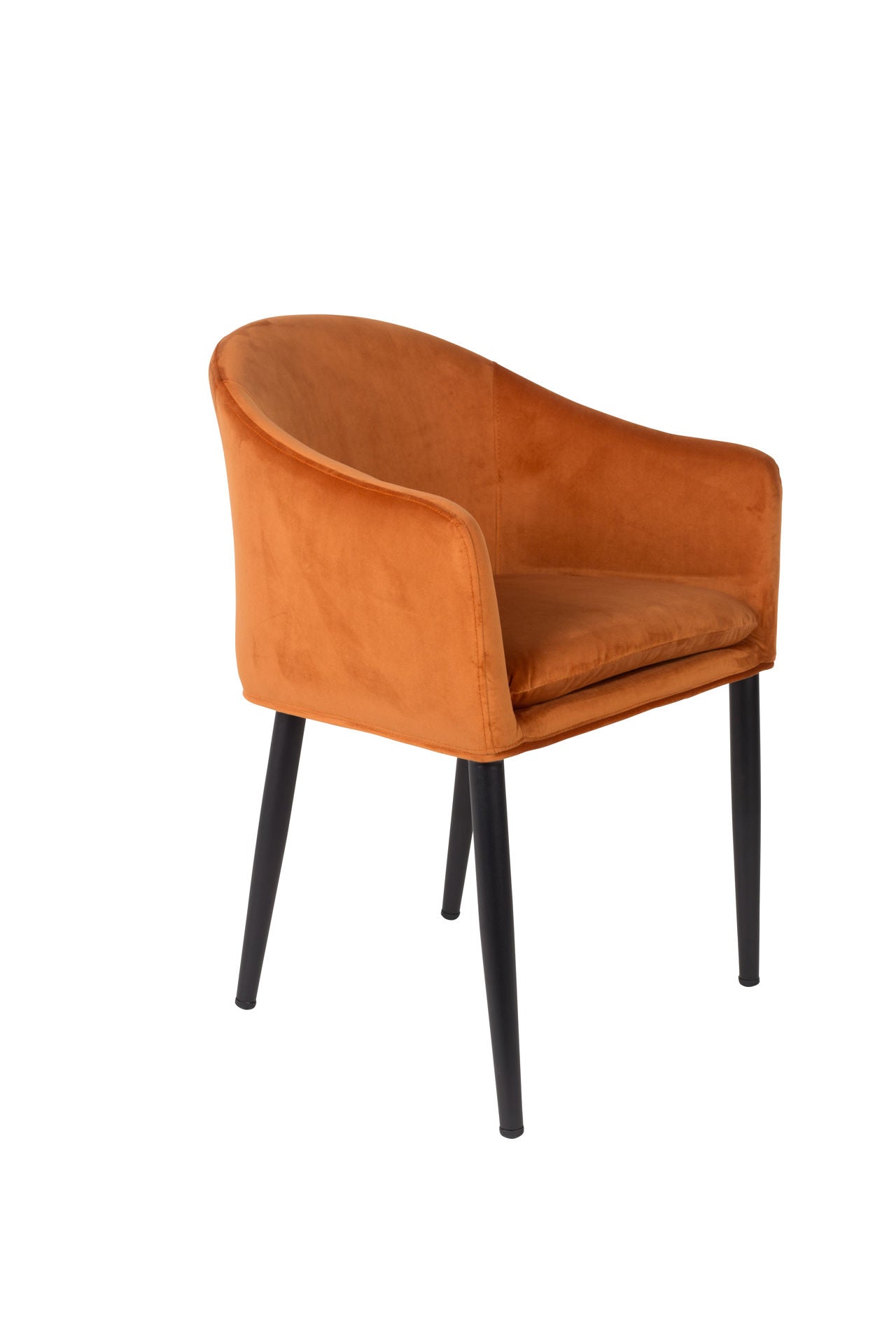 Nancy's Kalifornsky Chair - Retro - Orange, Black - Velvet, Plywood, Steel - 55.5 cm x 57 cm x 77 cm