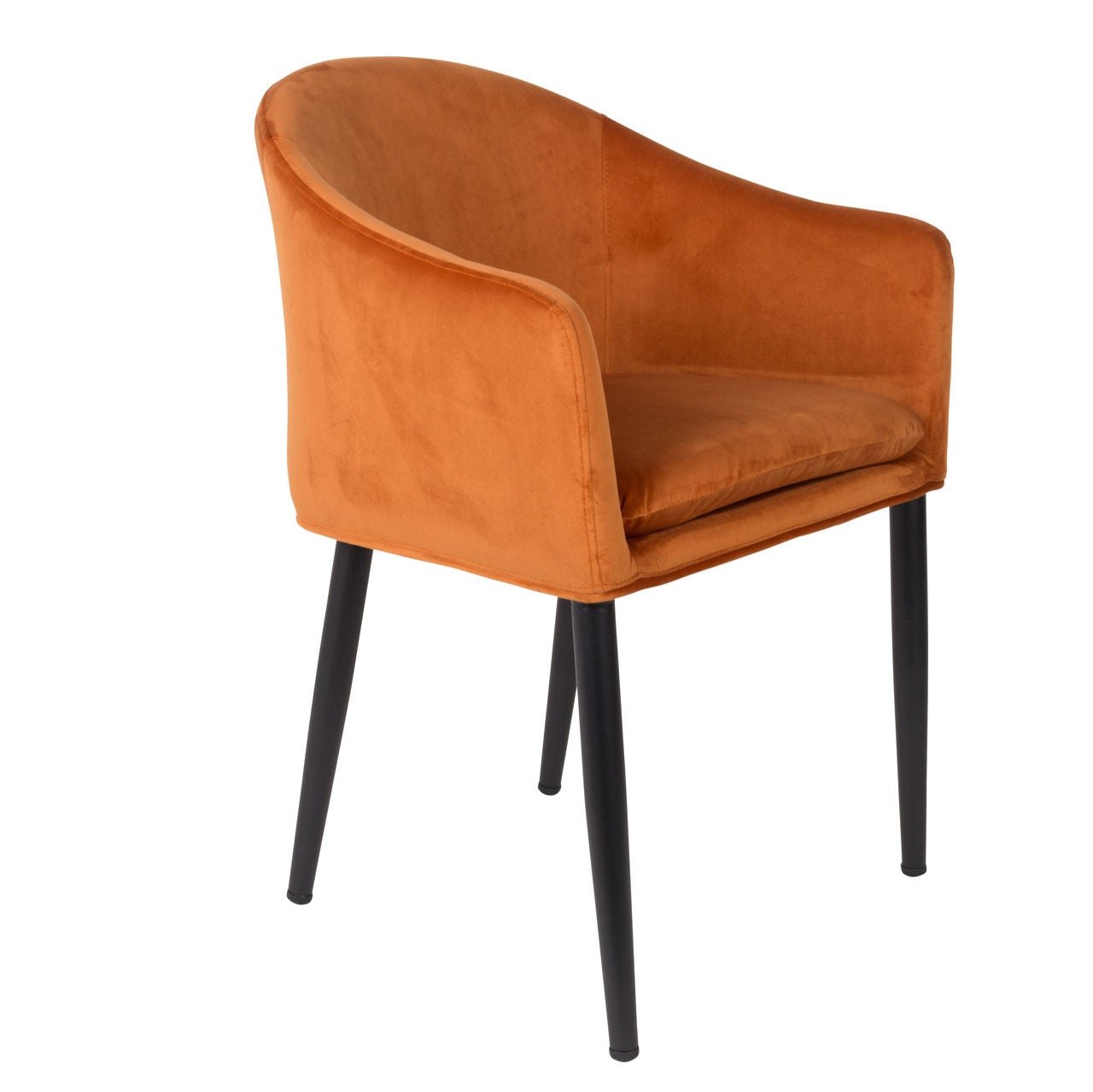 Nancy's Kalifornsky Eetkamerstoel - Keukenstoel - Retro - Oranje / Zwart - Fluweel / Staal