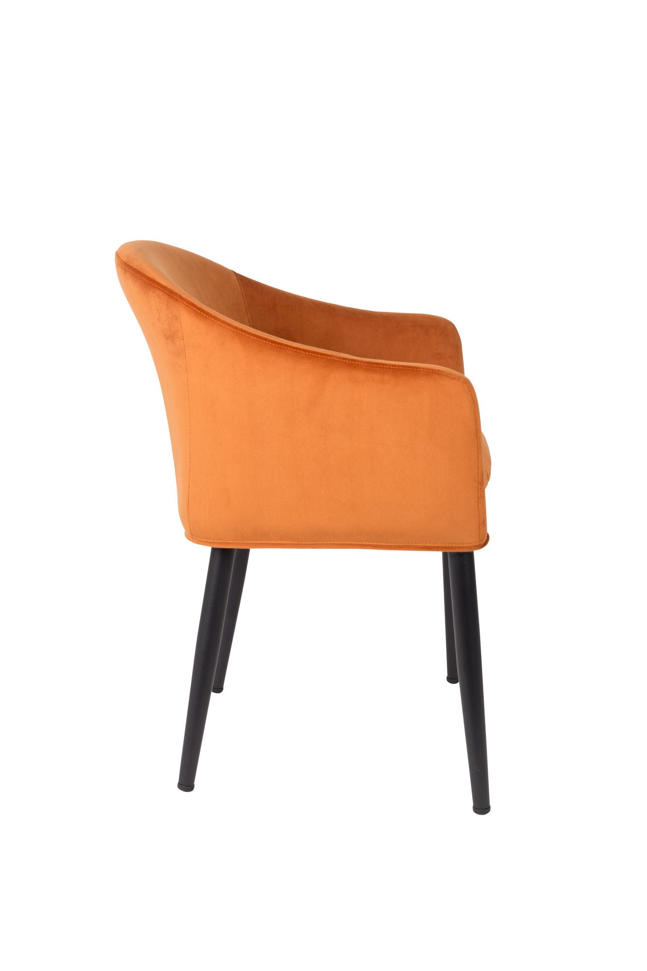 Nancy's Kalifornsky Eetkamerstoel - Keukenstoel - Retro - Oranje / Zwart - Fluweel / Staal